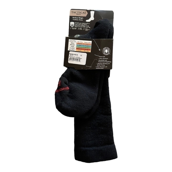 NWT FITS Socks Light Tactical Socks Boot Socks Unisex Socks Black Crew Socks - Picture 2 of 4